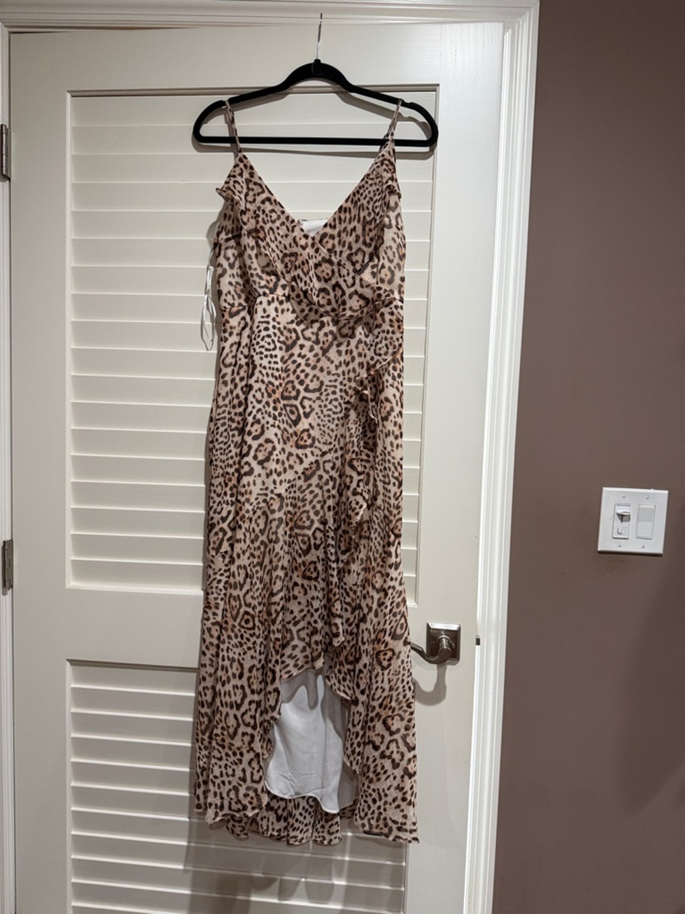 Express Leopard Print Slip Dress in Tan & Brown